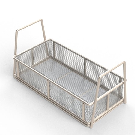 Anysizebasket Rectangular Wire Mesh Basket: 12Lx6Wx3H, 304 SS, 1/4 Rod Frame, Stacking Handles, Mesh: 4 x .063 TMT-120060030-A04S